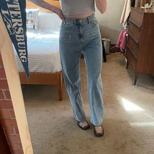 H&M high waisted straight leg denim.